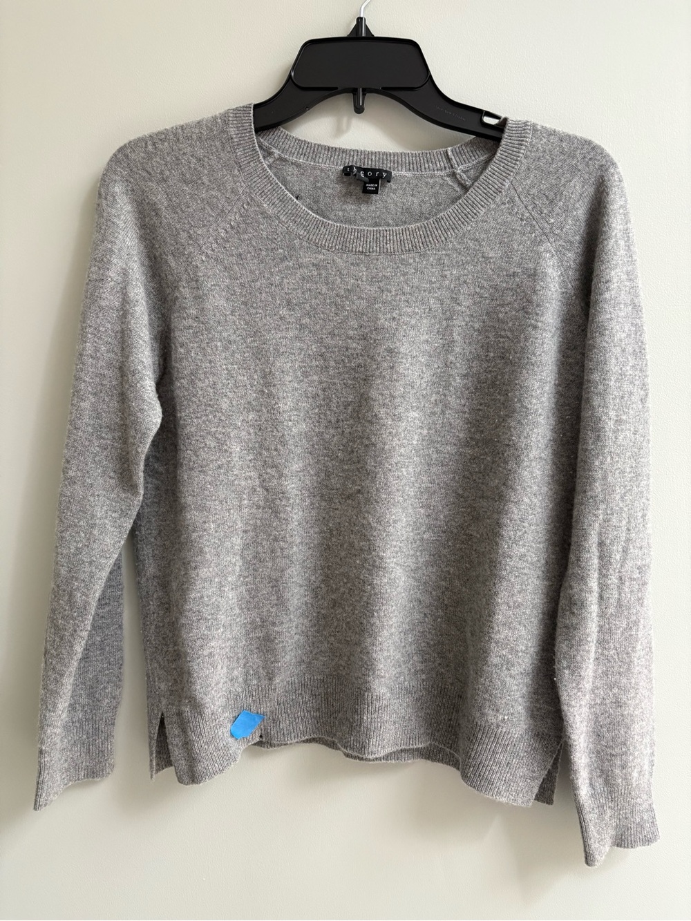 Theory Gray 100% Cashmere Crewneck Sweater